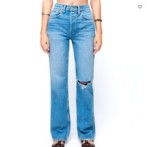 Re/Done 90’s High Rise Loose 5 Pocket Jeans in Worn Heather Blue